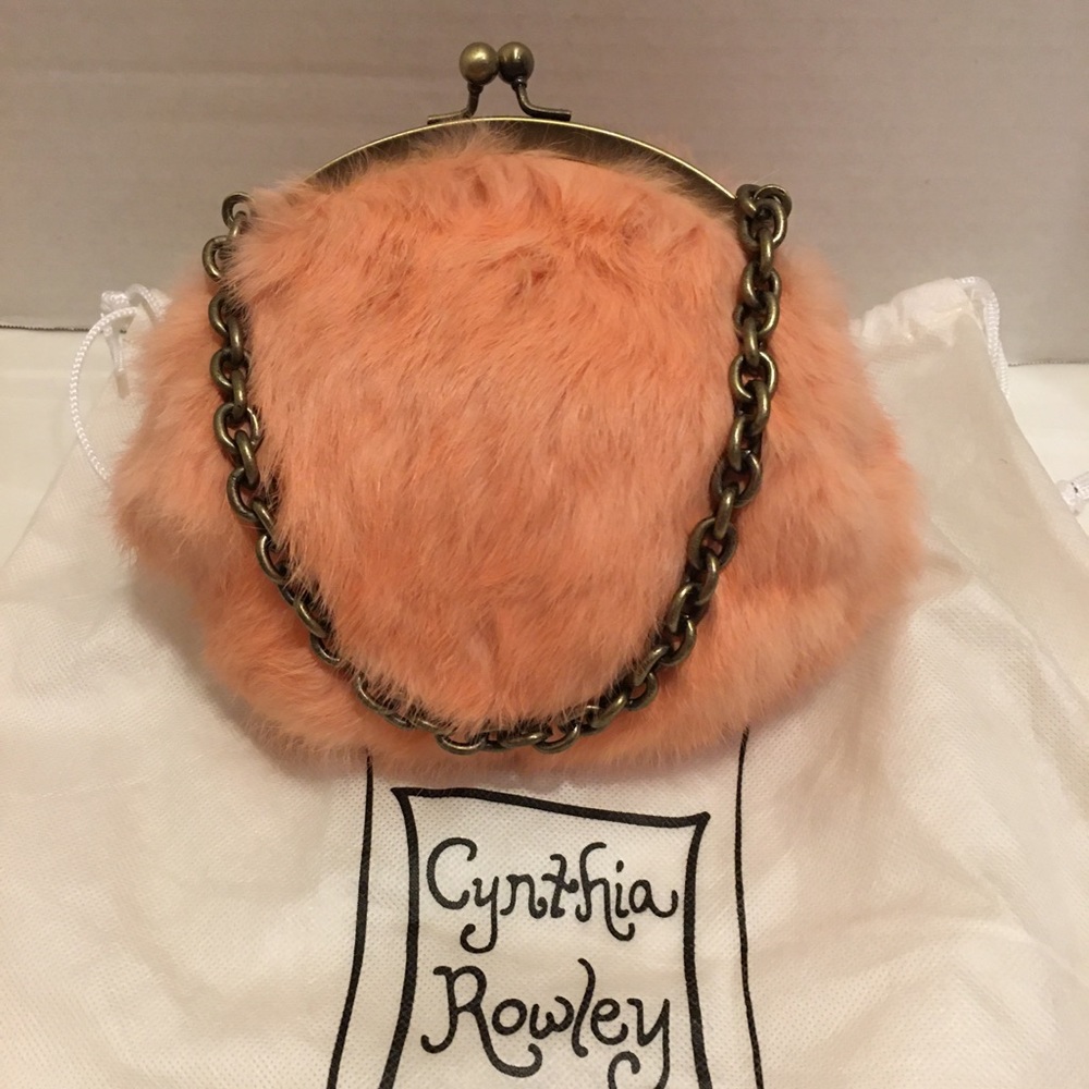 Cynthia Rowley peach fur evening bag